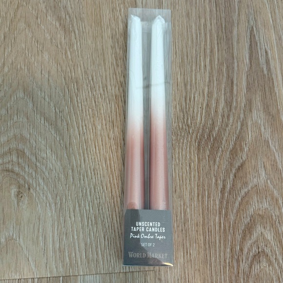 NWT World Market Unscented Taper Candles Pink Ombre Taper - Set of 2 - Picture 1 of 2
